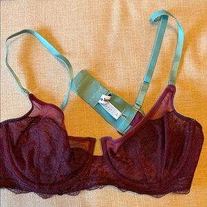 Dora Larsen Underwire Bra - Burgundy and Teal